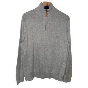 Men's Gray Quarter-Zip Knit Sweater J Crew Cotton Academia Dad Core Career